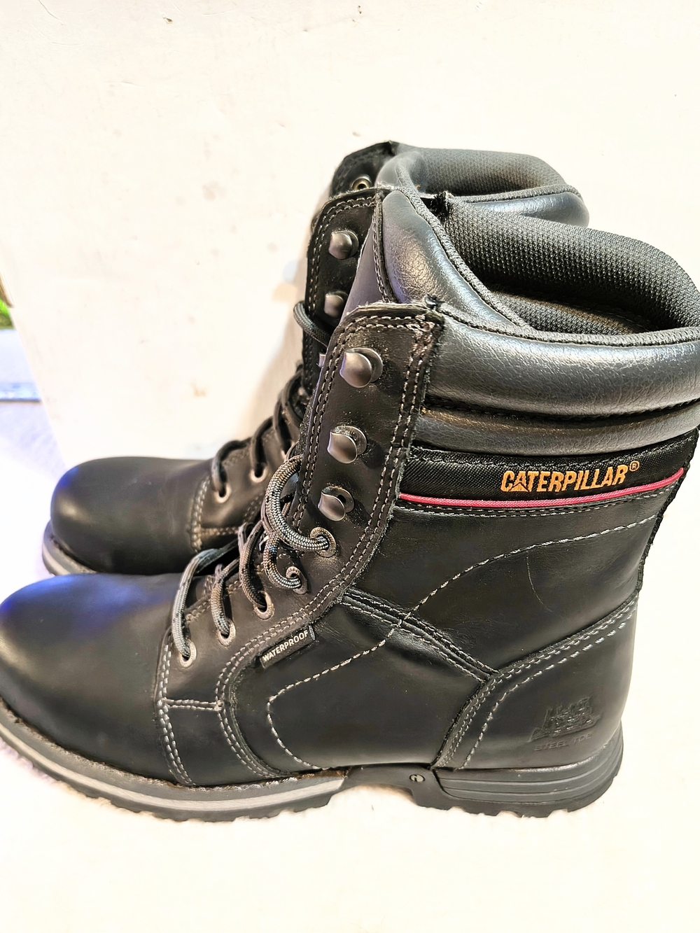 Caterpillar Womens Echo Steel Toe Waterproof Black Work Boots Size 11